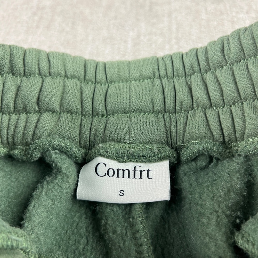 Comfrt Fleece Joggers Womens S Green Oversized Sweatpants Cozy Soft Loungewear - Picture 2 of 5